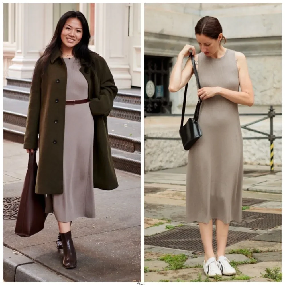 Uniqlo Sheath Cotton Blend Knit Sleeveless Midi Dress
